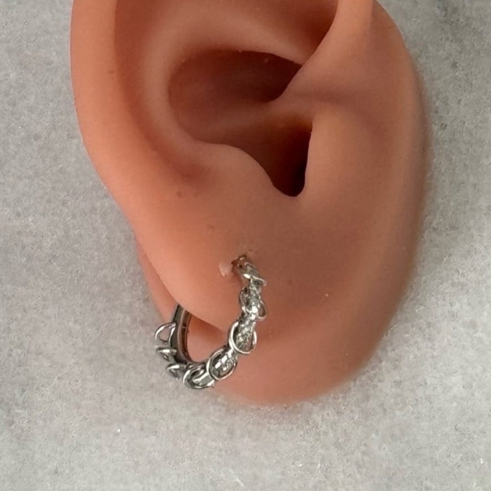 Sterling Silver Crystal Pave Chain Dangle Hoop Earrings 

Brand New - Picture 3 of 5